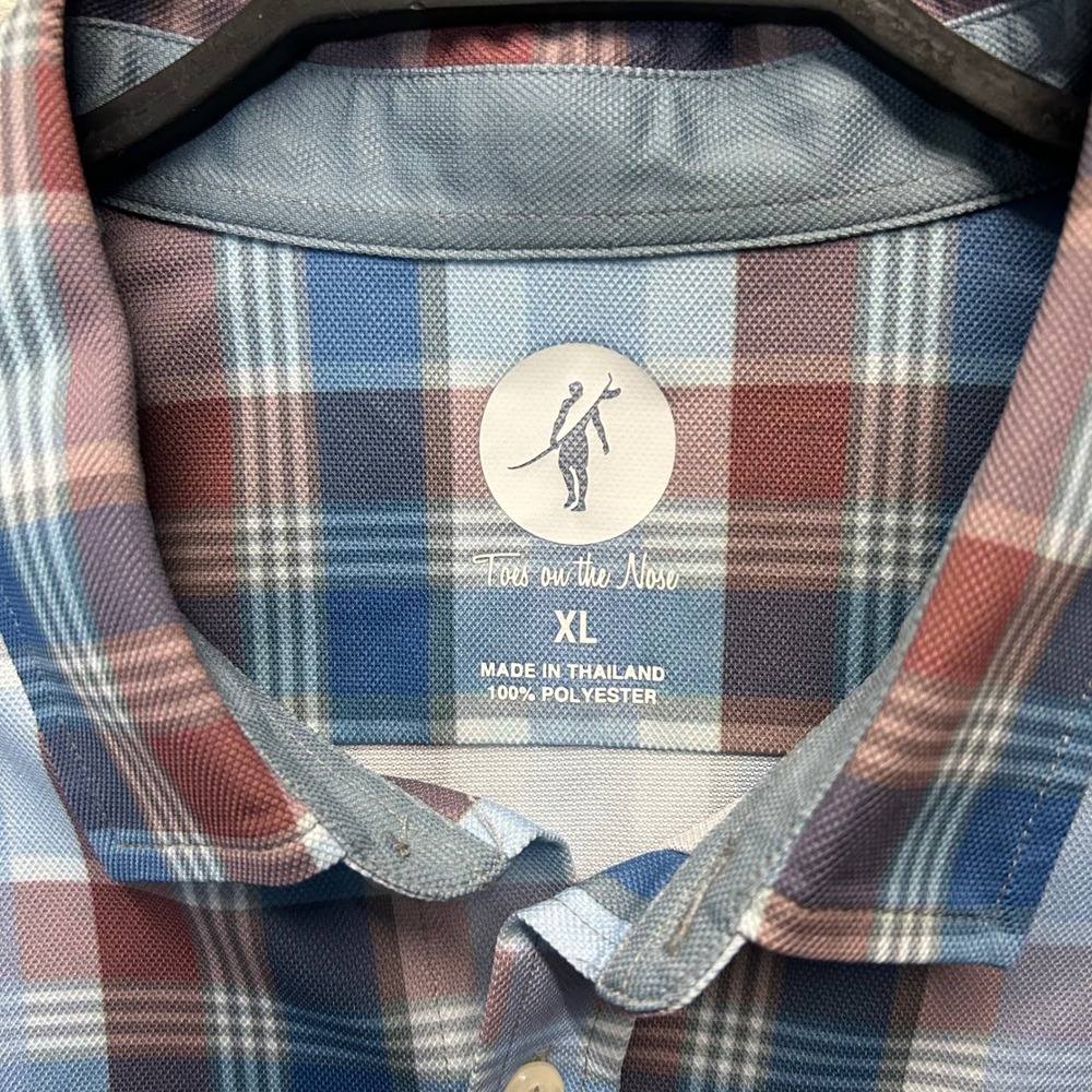 Tops On The Nose Mens XL Plaid Long Sleeve Button Down Shirt Blue Red Casual - Picture 2 of 6
